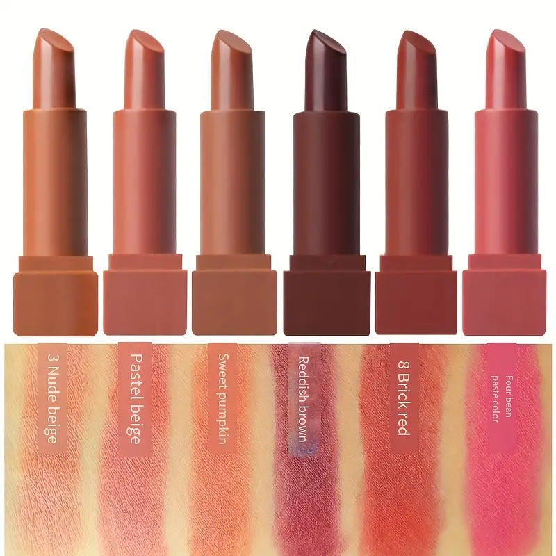 6 Pcs Matte Misty Lipstick Set for All