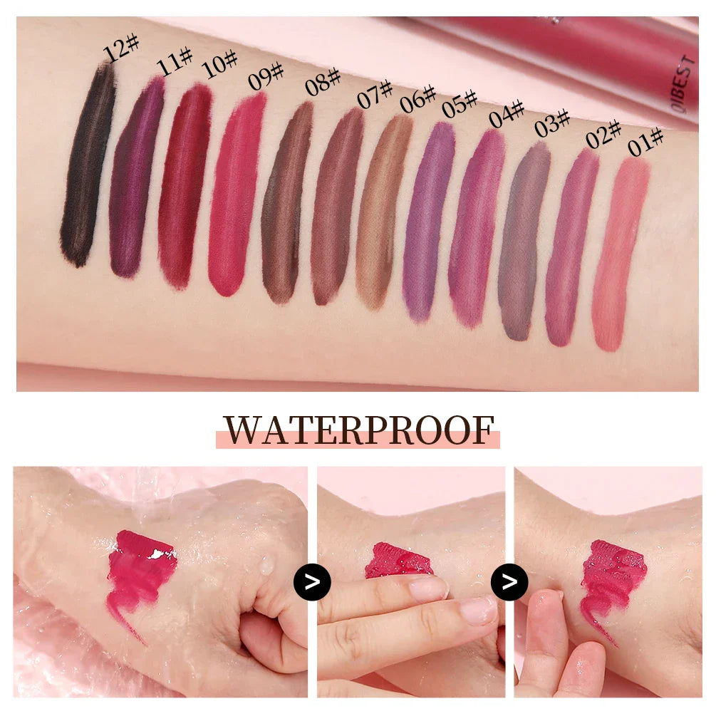 12-Color 24-Hour long-lasting Matte Velvet Lip Gloss