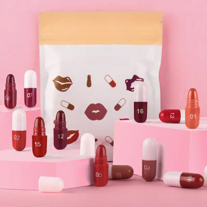 18 pcs/set Long-Lasting Velvet Mini Matte Capsule Lipstick Set