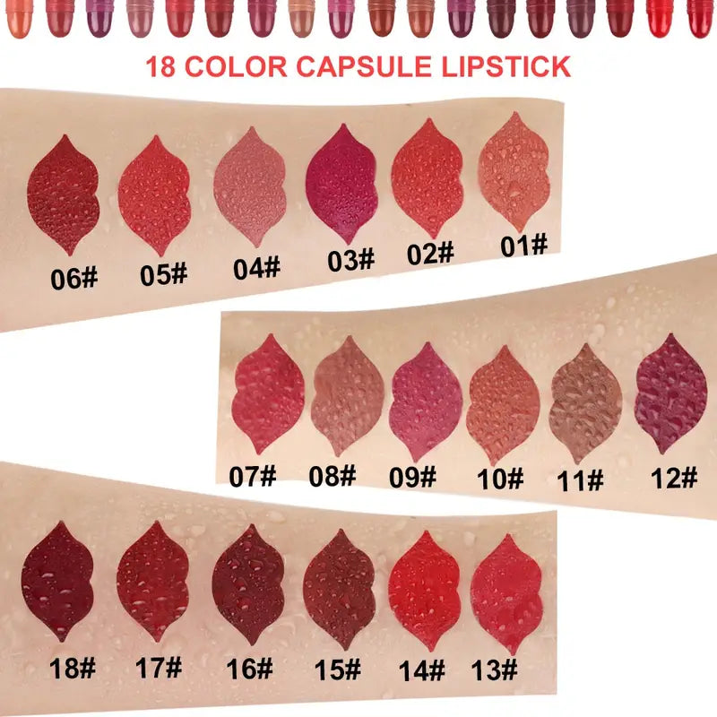 18 pcs/set Long-Lasting Velvet Mini Matte Capsule Lipstick Set
