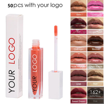 10pcs Custom Logo Waterproof Vegan Glitter Lip - plumping  Lip Gloss